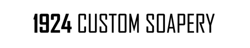 Text '1924 Custom Soapery' in black on a white background